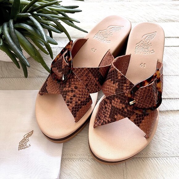 Ancient Greek Sandals Thais Rainbow Wedge Sandals in Python Tampa - Picture 4 of 12